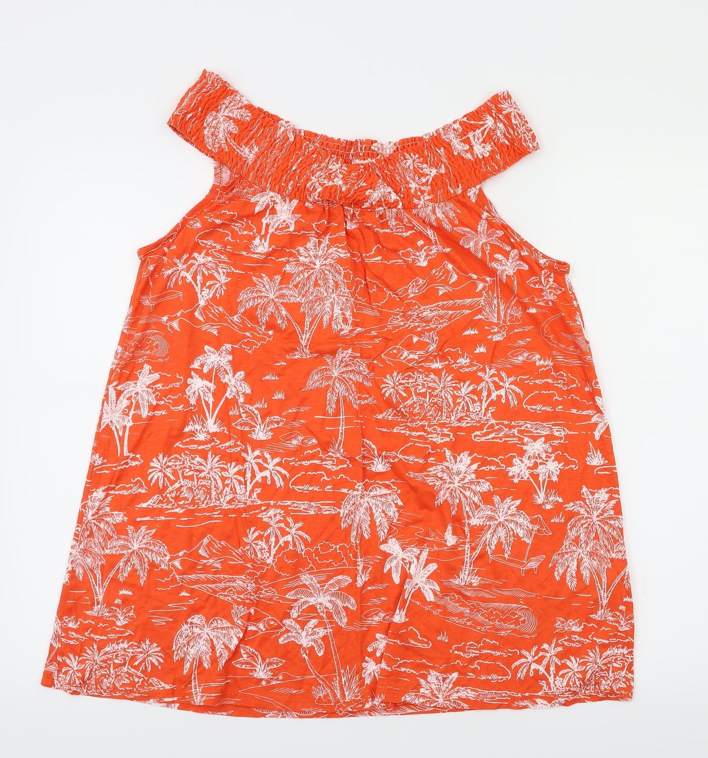 George Womens Orange Floral  Basic T-Shirt Size 16