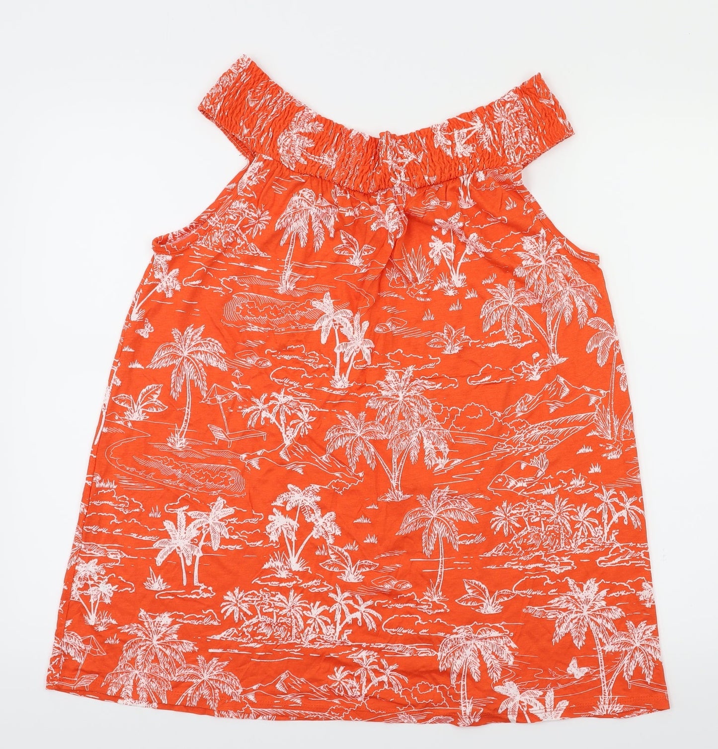 George Womens Orange Floral  Basic T-Shirt Size 16