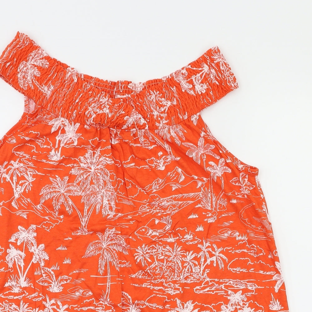 George Womens Orange Floral  Basic T-Shirt Size 16