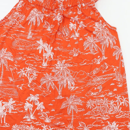 George Womens Orange Floral  Basic T-Shirt Size 16