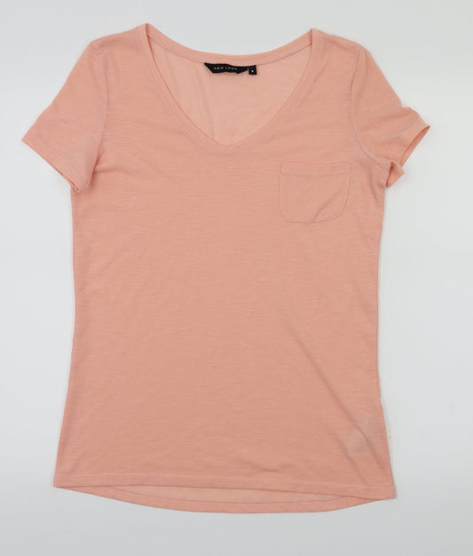 Womens UK Size 8 New Look Orange Basic T-Shirt