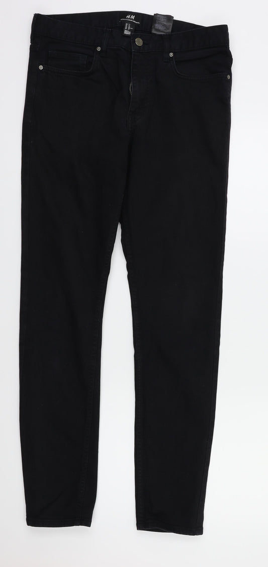 Womens UK Size 30 H&M Regular Fit Skinny Black Jeans