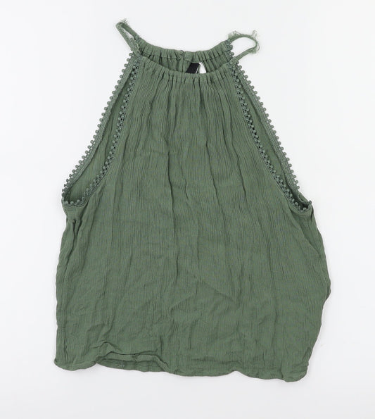Womens UK Size 8 H&M Green Basic T-Shirt