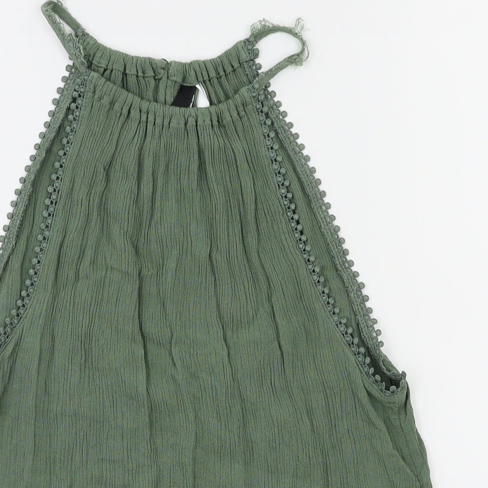 Womens UK Size 8 H&M Green Basic T-Shirt