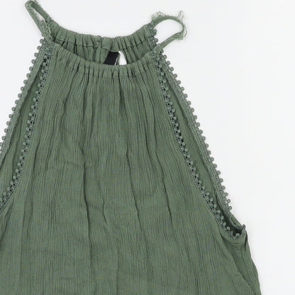 Womens UK Size 8 H&M Green Basic T-Shirt