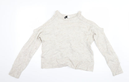 Divided by H&M Womens Ivory  Knit Pullover Jumper Size XS  - Open Shoulders