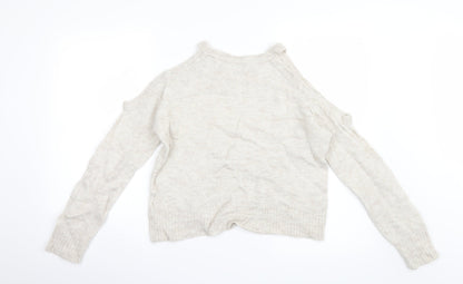 Divided by H&M Womens Ivory  Knit Pullover Jumper Size XS  - Open Shoulders