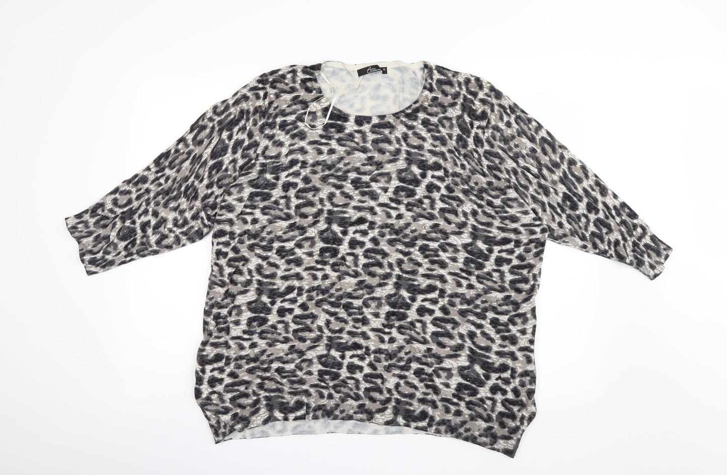 Bm Collection Womens Black Animal Print  Pullover Jumper Size XL
