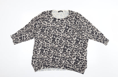 Bm Collection Womens Black Animal Print  Pullover Jumper Size XL