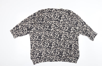 Bm Collection Womens Black Animal Print  Pullover Jumper Size XL