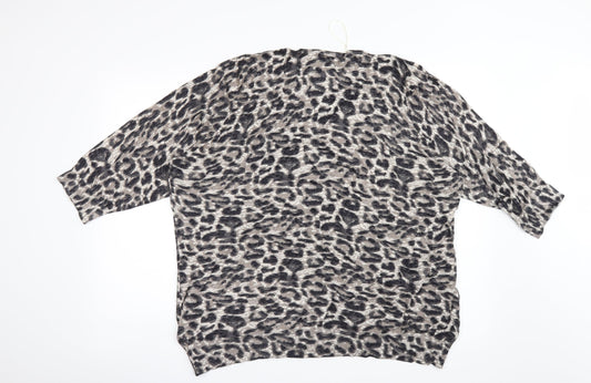 Bm Collection Womens Black Animal Print  Pullover Jumper Size XL