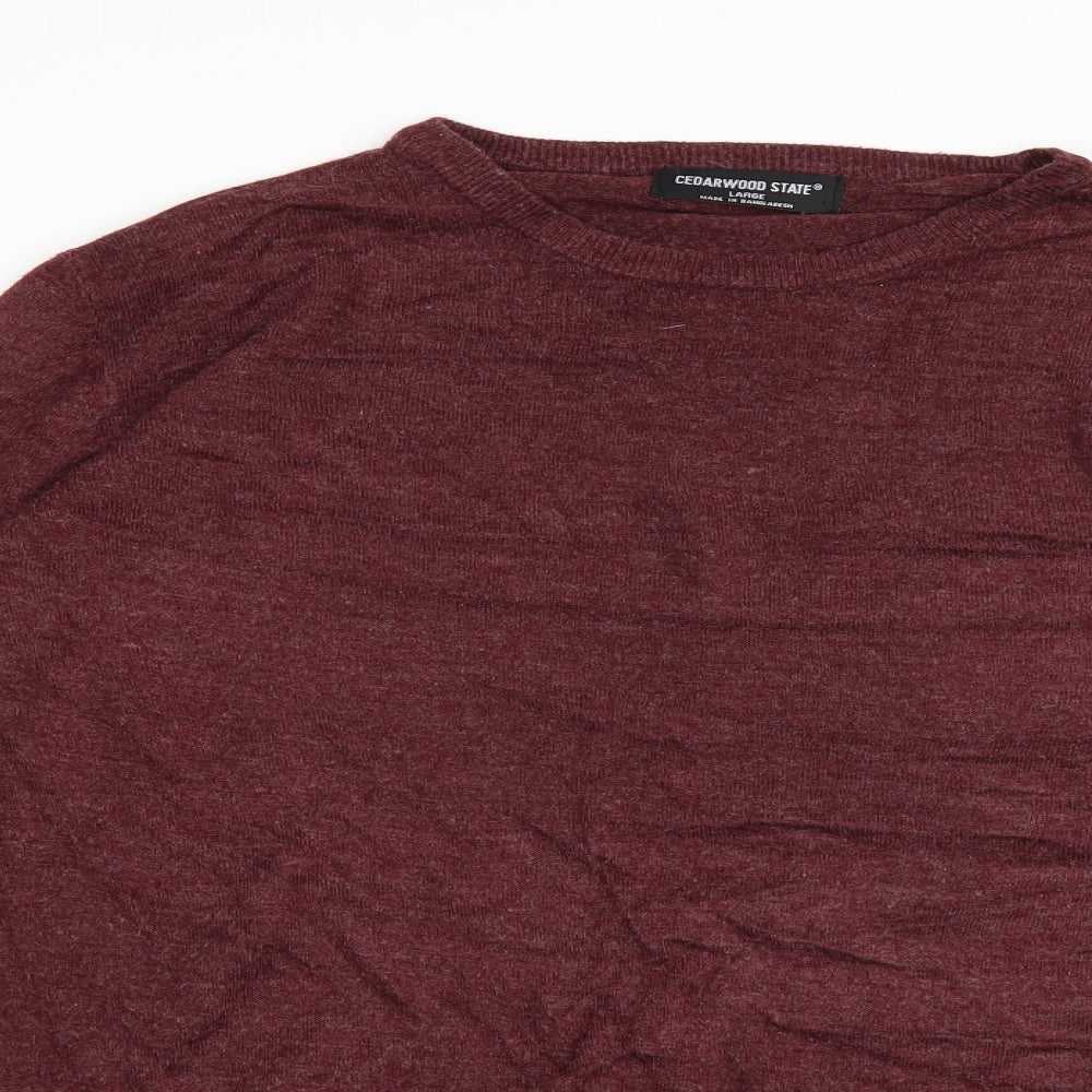 Cedar Wood State Mens Red  Knit Pullover Jumper Size L