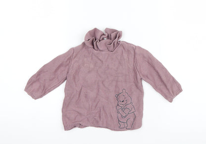 George Girls Purple  Knit Pullover Jumper Size 3-6 Months  - Winnie The Pooh