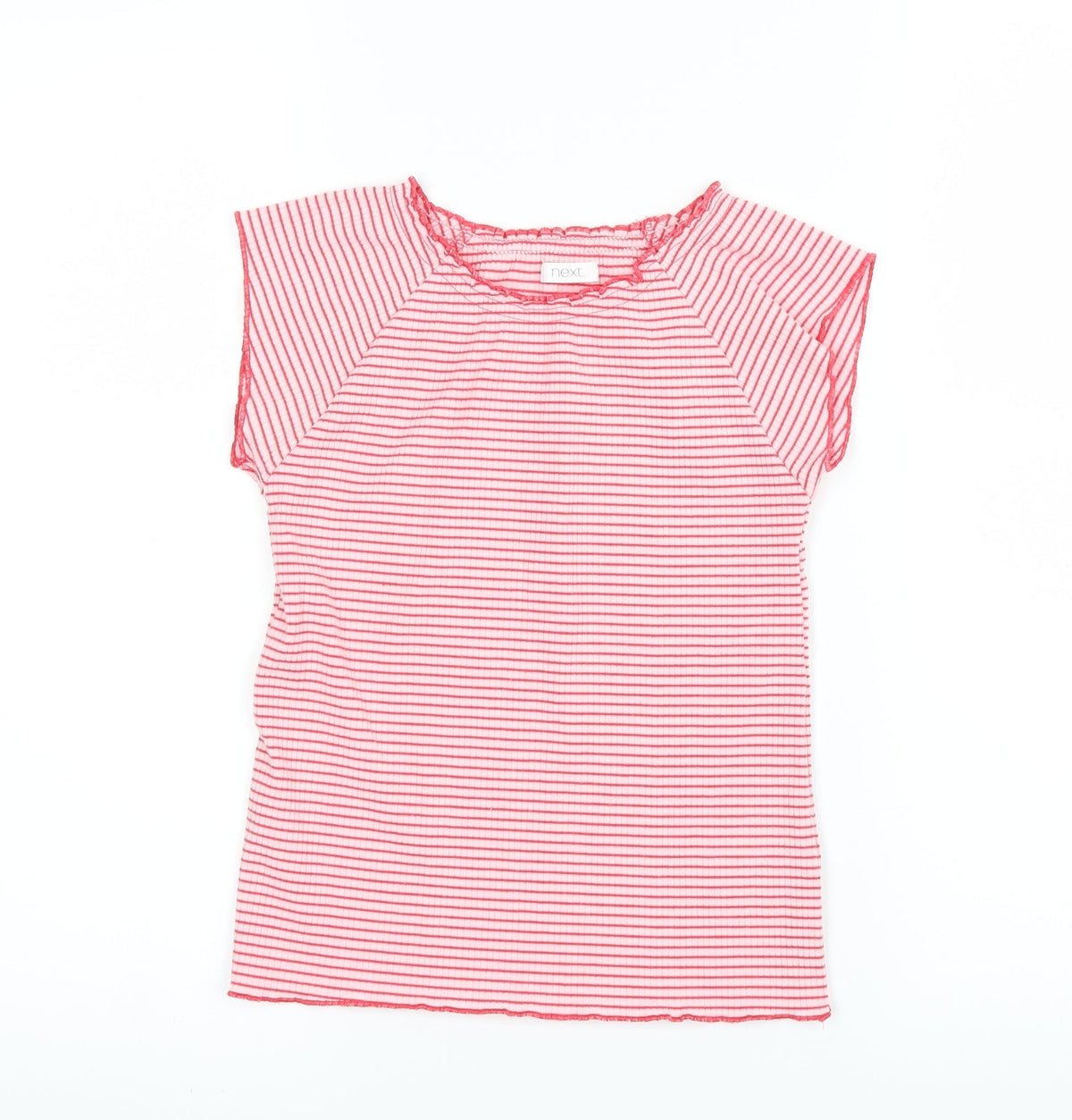Next Girls Red Striped  Basic T-Shirt Size 9 Years