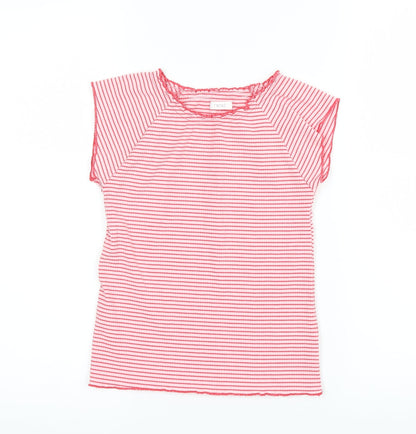 Next Girls Red Striped  Basic T-Shirt Size 9 Years