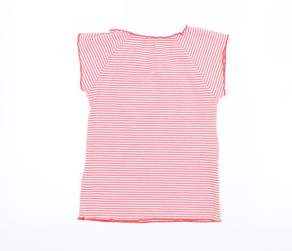 Next Girls Red Striped  Basic T-Shirt Size 9 Years