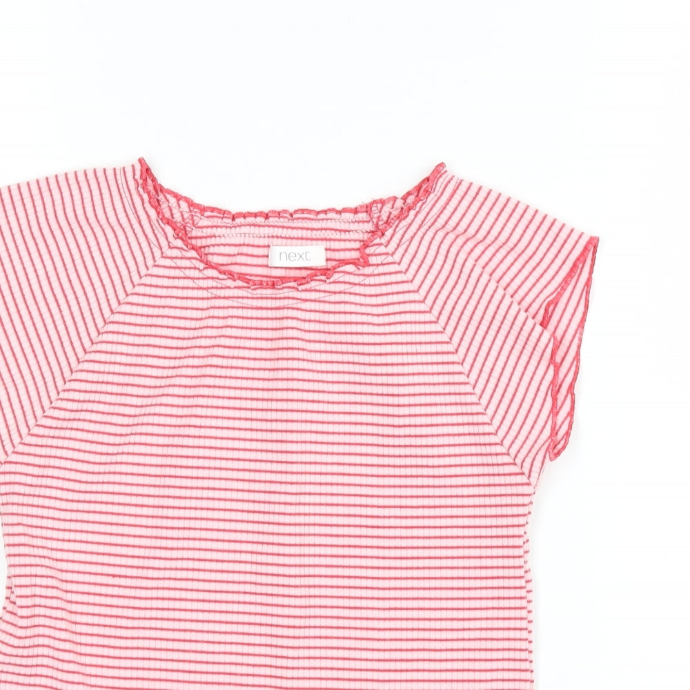 Next Girls Red Striped  Basic T-Shirt Size 9 Years