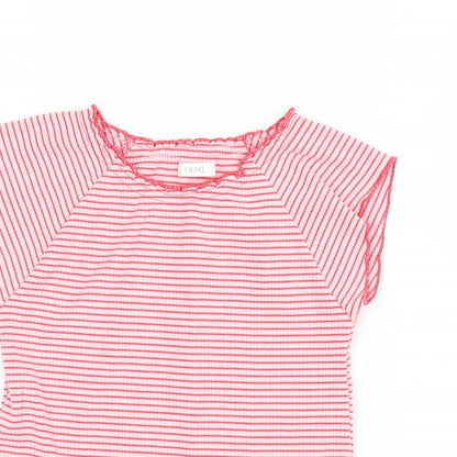 Next Girls Red Striped  Basic T-Shirt Size 9 Years