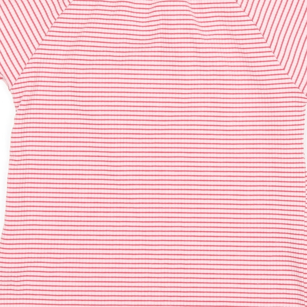 Next Girls Red Striped  Basic T-Shirt Size 9 Years