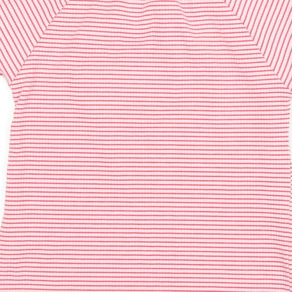 Next Girls Red Striped  Basic T-Shirt Size 9 Years