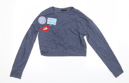 Candy Couture Girls Blue   Pullover Jumper Size 12 Years  - Cropped