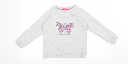 Young Dimension Girls Grey   Pullover Jumper Size 7-8 Years  - Butterfly