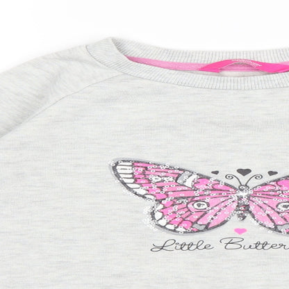 Young Dimension Girls Grey   Pullover Jumper Size 7-8 Years  - Butterfly