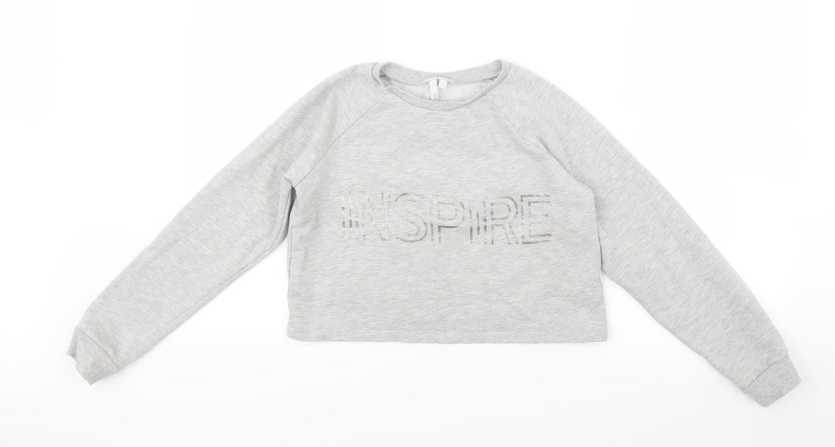 Matalan Girls Grey   Pullover Jumper Size 13 Years  - Cropped