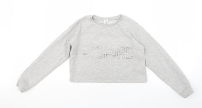 Matalan Girls Grey   Pullover Jumper Size 13 Years  - Cropped