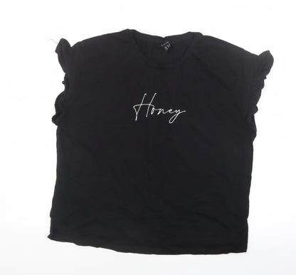Womens UK Size 14 New Look Black Basic T-Shirt