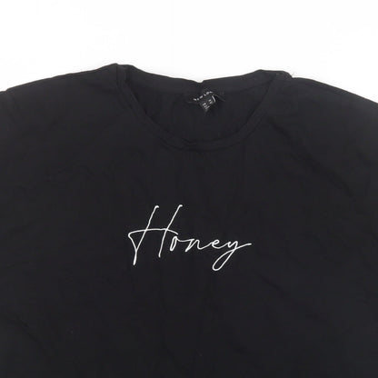 Womens UK Size 14 New Look Black Basic T-Shirt
