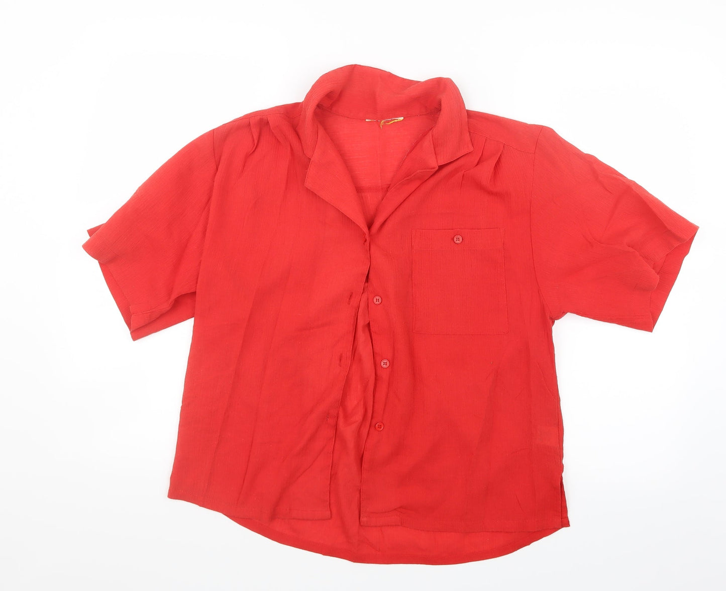 Womens UK Size 12 Preworn Red Basic Button-Up