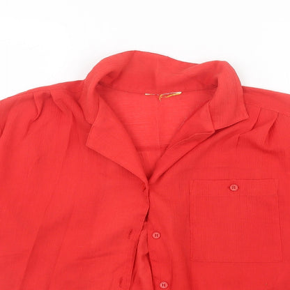 Womens UK Size 12 Preworn Red Basic Button-Up