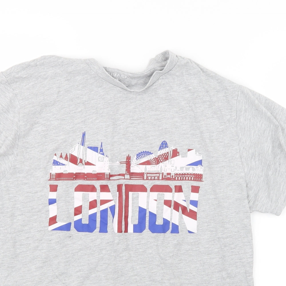 Primark Mens Grey    T-Shirt Size M  - London