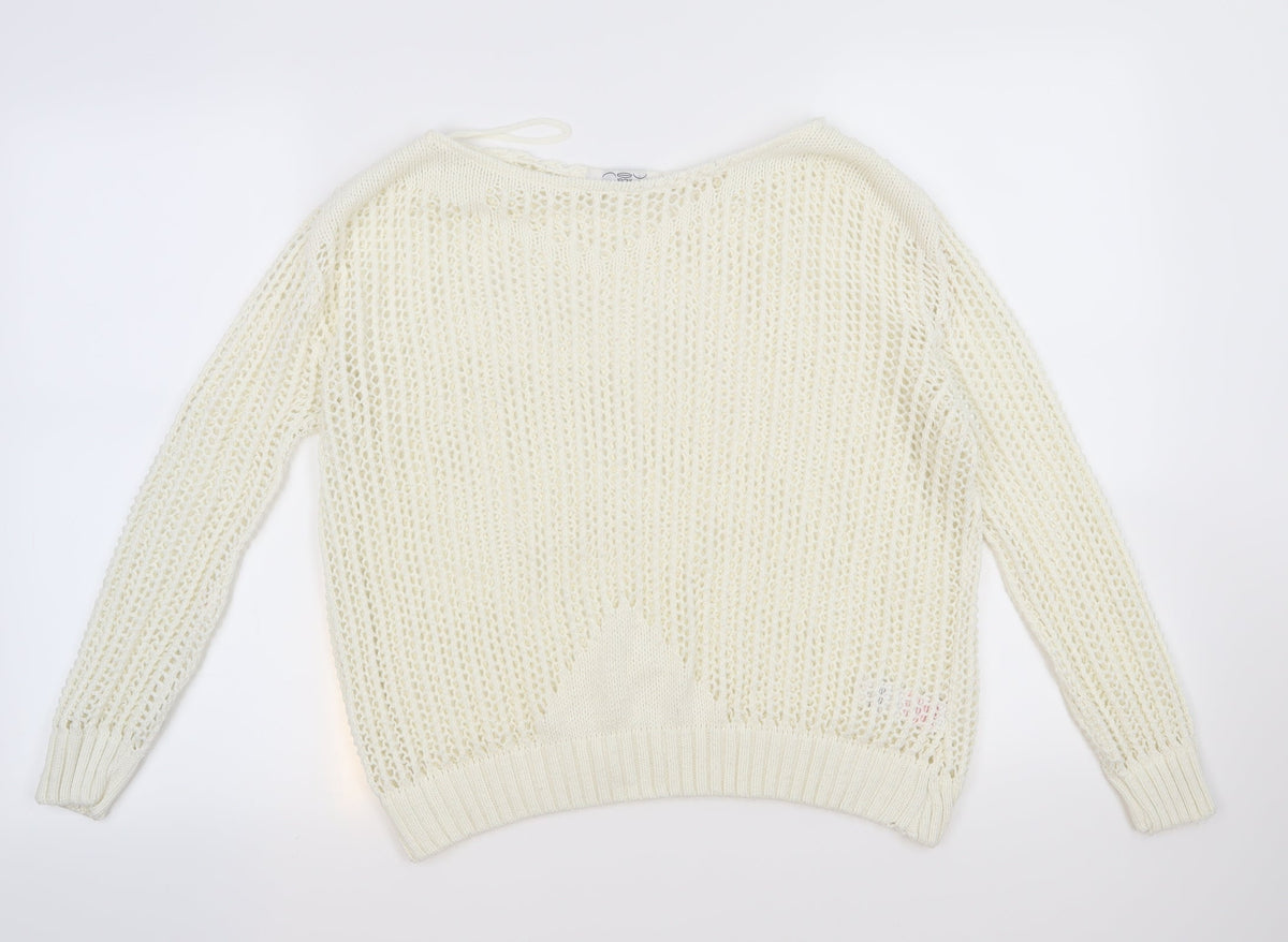 New Look Womens Ivory  Knit Pullover Jumper Size L