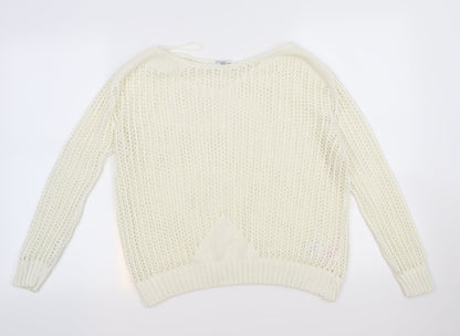 New Look Womens Ivory  Knit Pullover Jumper Size L