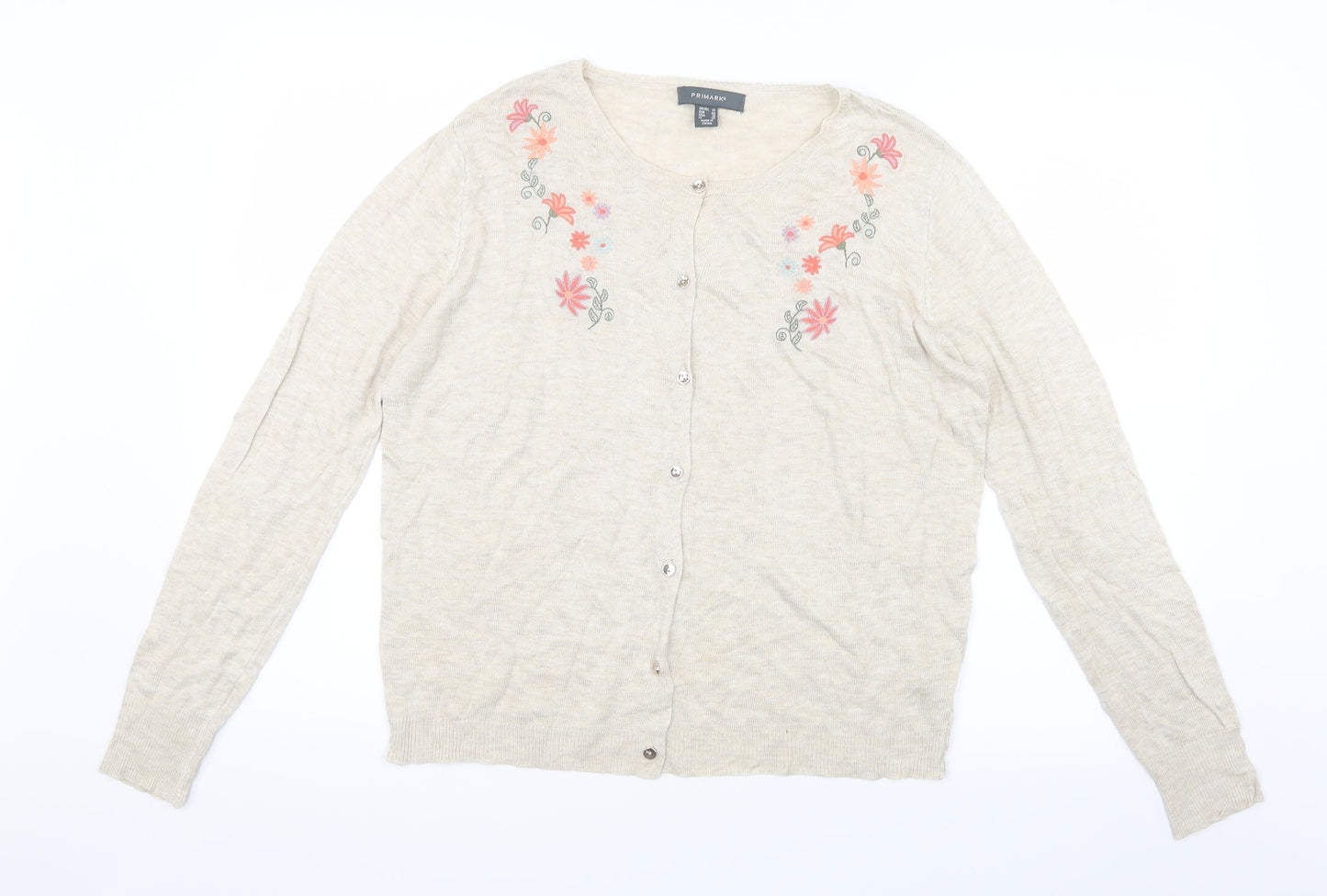 Primark Womens Beige  Knit Cardigan Jumper Size 14