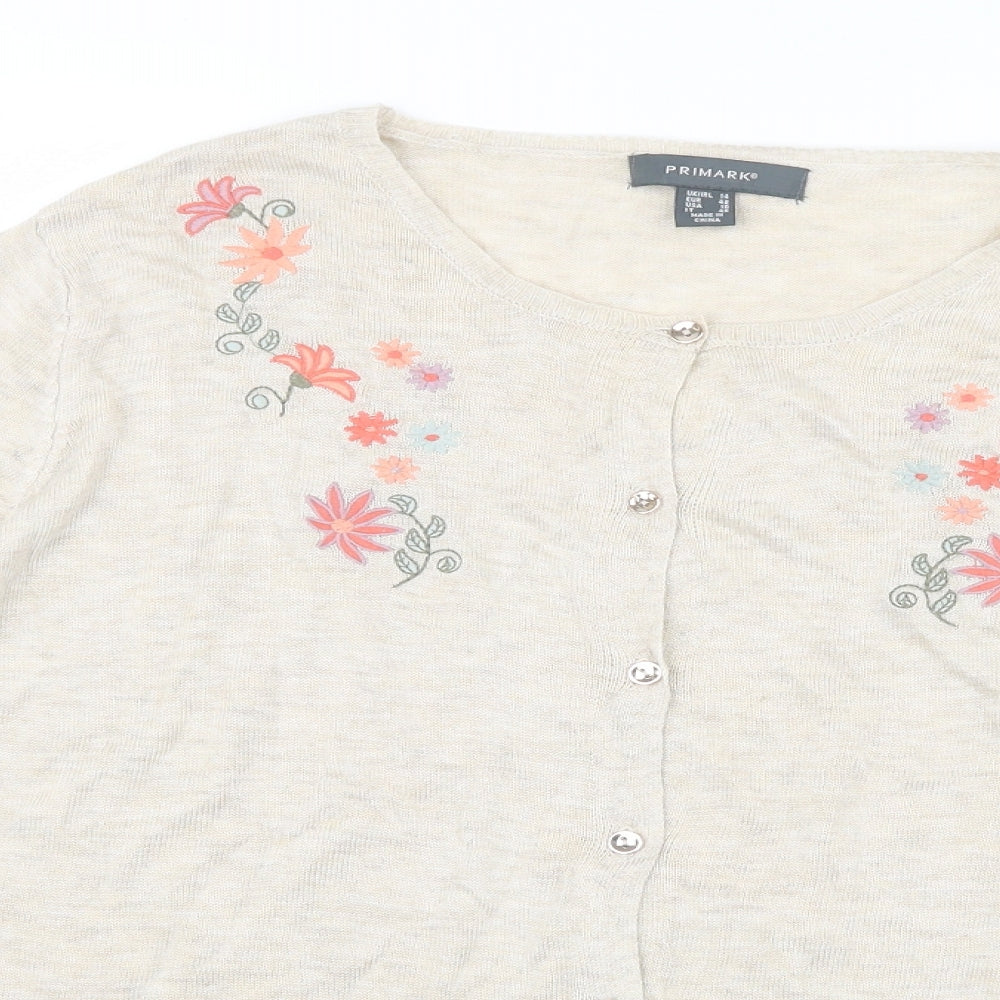Primark Womens Beige  Knit Cardigan Jumper Size 14