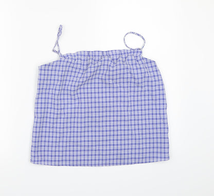Vila Clothes Womens Blue Check  Camisole Tank Size 10