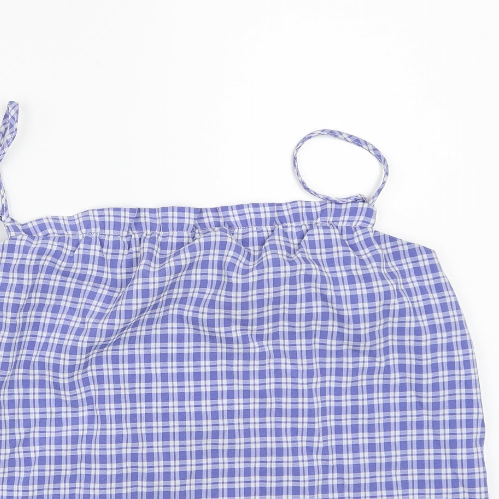 Vila Clothes Womens Blue Check  Camisole Tank Size 10