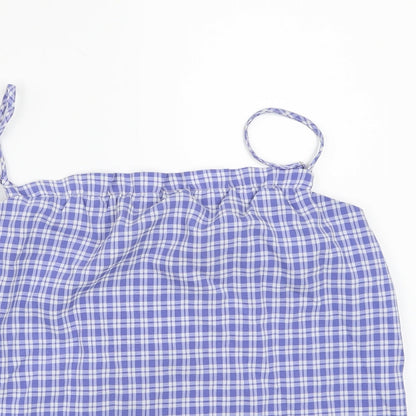 Vila Clothes Womens Blue Check  Camisole Tank Size 10