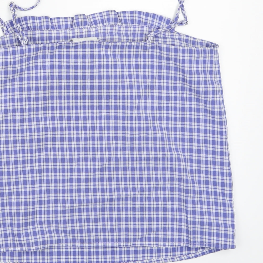 Vila Clothes Womens Blue Check  Camisole Tank Size 10