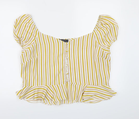 Primark Womens Yellow Striped  Basic Blouse Size 20