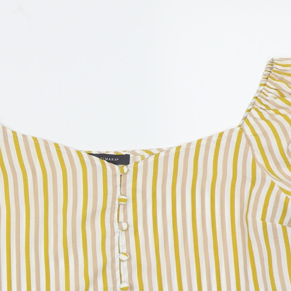 Primark Womens Yellow Striped  Basic Blouse Size 20