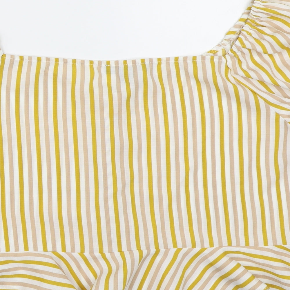 Primark Womens Yellow Striped  Basic Blouse Size 20