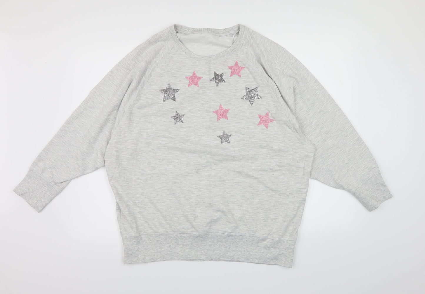 George Womens Grey  Jersey Top Pyjama Top Size 16  - Star print