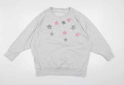 George Womens Grey  Jersey Top Pyjama Top Size 16  - Star print