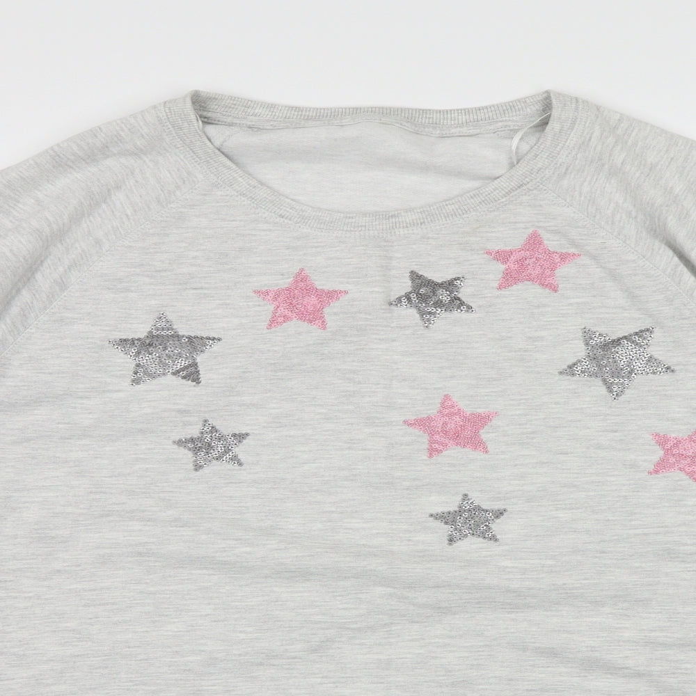George Womens Grey  Jersey Top Pyjama Top Size 16  - Star print