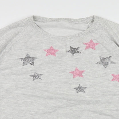 George Womens Grey  Jersey Top Pyjama Top Size 16  - Star print