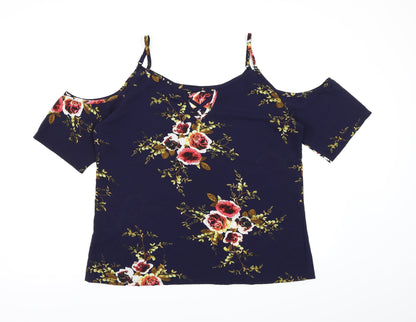 Womens UK Size 2XL Preworn Blue Basic Blouse